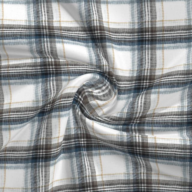 Hot selling breathable twill plaid 100% linen fabric for shirts and clothes