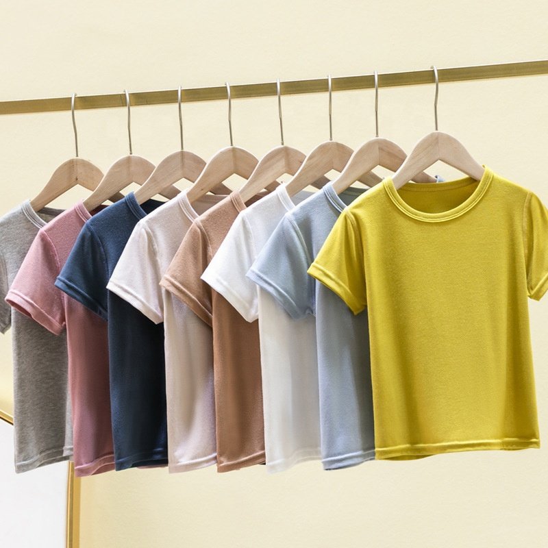 Wholesale summer clothing t-shirts for infants young children girls and boys Renewable fiber fabric soft quality kids t-shirt