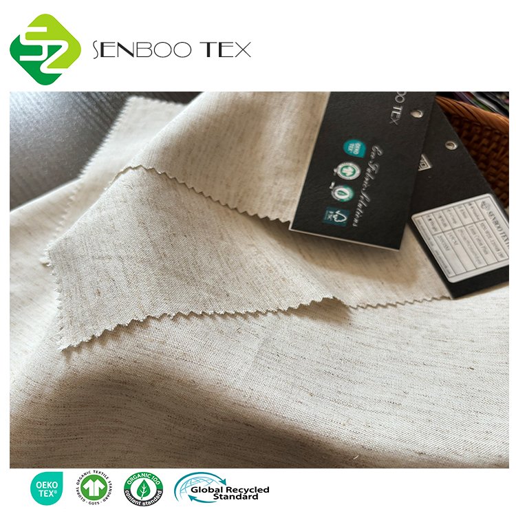 25% Linen 35% Cotton 40% Rayon Organic Fabric Tulle Lightweight Customized Musical Shirt Roll Viscose/Linen Cloth