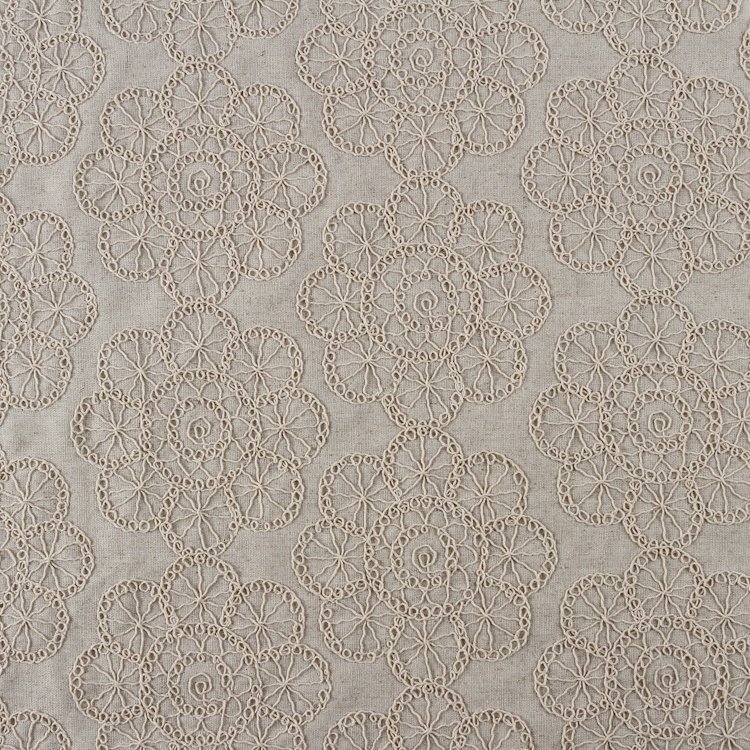 HA-17387 China factory woven linen viscose fabric with all over cord embroidery