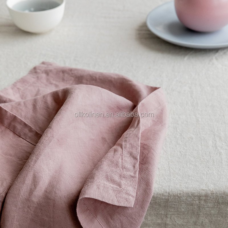 luxury customize hemstitch scallop eco friendly soft reusable table sage blush pink french flax linen napkins