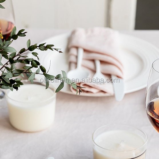 luxury customize hemstitch scallop eco friendly soft reusable table sage blush pink french flax linen napkins