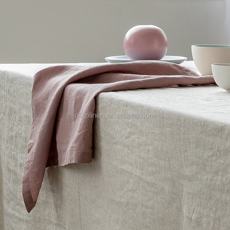luxury customize hemstitch scallop eco friendly soft reusable table sage blush pink french flax linen napkins