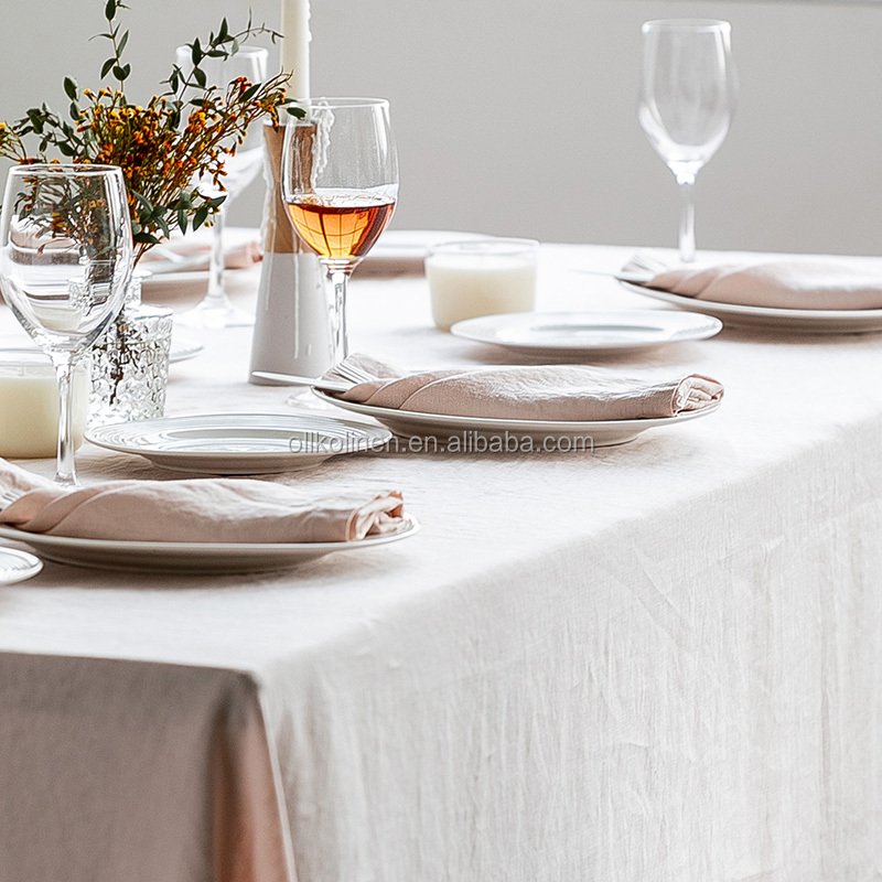 luxury customize hemstitch scallop eco friendly soft reusable table sage blush pink french flax linen napkins