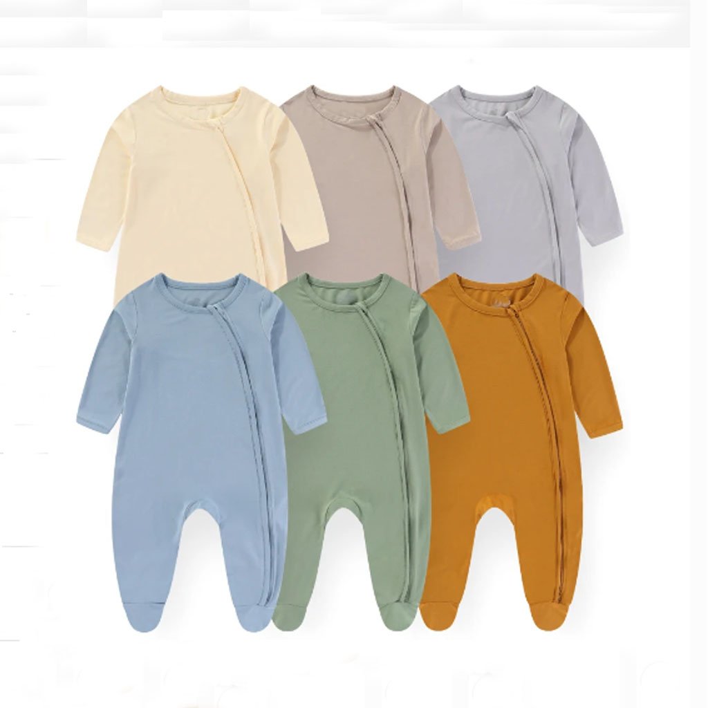 certified cotton winter full print Baby unisex pajamas footie 100% organic cotton long sleeve for baby clothing sleepwear