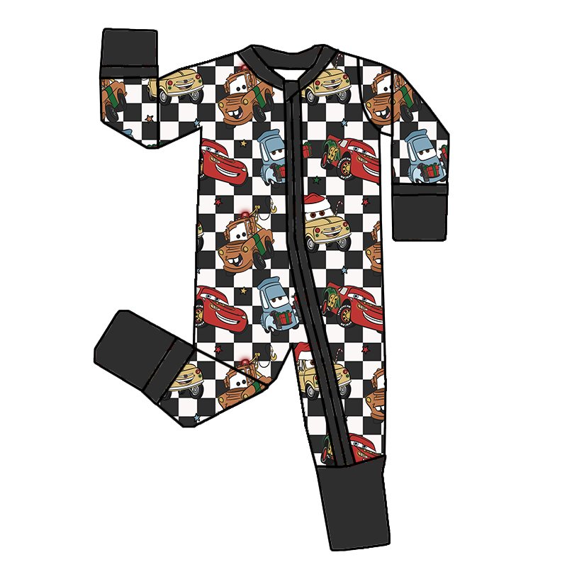 Christmas Winter Bamboo Fiber Boys Girls Long Sleeve Baby Skin fitting Comfortable Romper One Piece Pajamas Clothes zippers