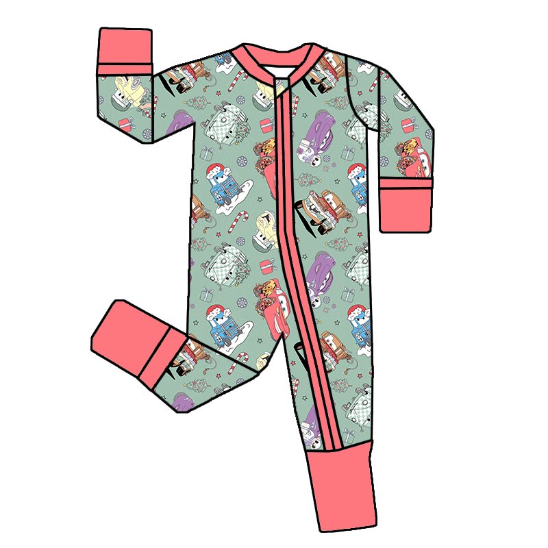 Christmas Winter Bamboo Fiber Boys Girls Long Sleeve Baby Skin fitting Comfortable Romper One Piece Pajamas Clothes zippers