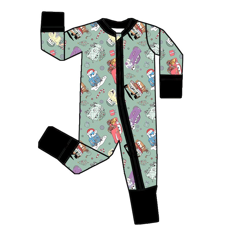 Christmas Winter Bamboo Fiber Boys Girls Long Sleeve Baby Skin fitting Comfortable Romper One Piece Pajamas Clothes zippers