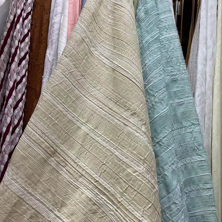 New 97%polyester 3%spandex imitation linen fabric dubai qatar muslim abaya clothing woven pleated crepe crinkle cloth fabric