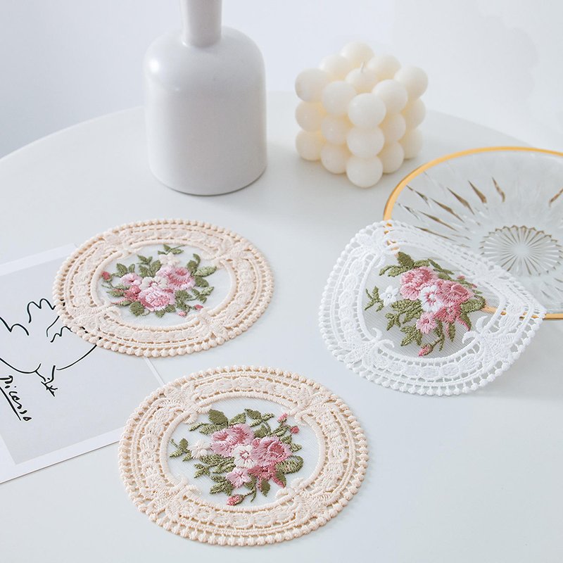 Embroidered Coral Place Mat Table Place Mats, Double-sided Cotton Mats Brown Printed 10 Pcs Per Poly Bag Party Plates Blue MY;14