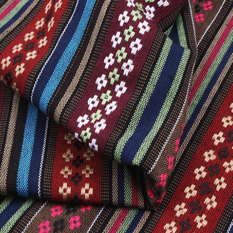 Wholesale of 100% polyester linen thickened ethnic style printed fabric DIY hand sewn shawl bags Pillows Tablecloths decorations