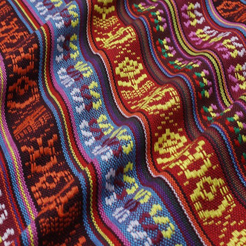 Wholesale of 100% polyester linen thickened ethnic style printed fabric DIY hand sewn shawl bags Pillows Tablecloths decorations