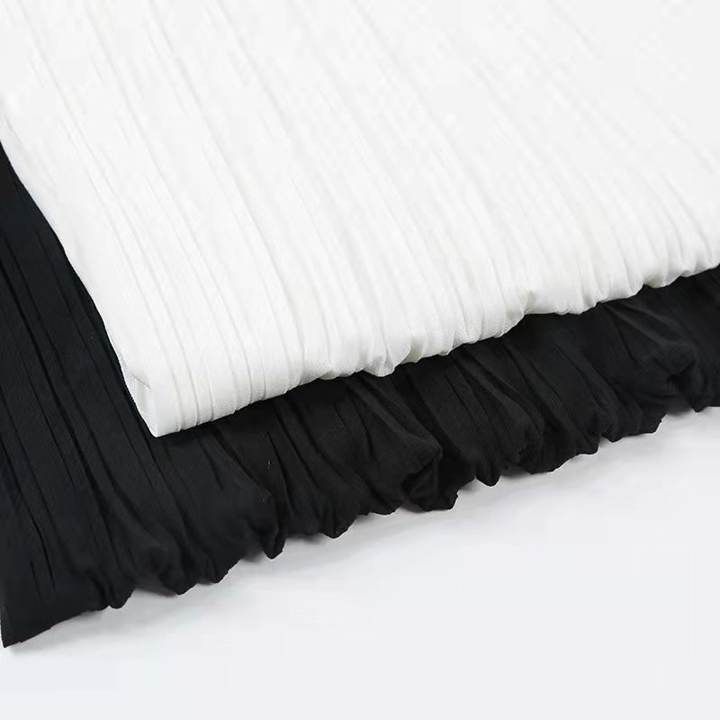 New Fashion Free Sample Tissu En Mousseline De Soie 100% Polyester Pleated Chiffon Fabric For Women Dress