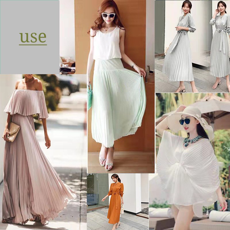 New Fashion Free Sample Tissu En Mousseline De Soie 100% Polyester Pleated Chiffon Fabric For Women Dress