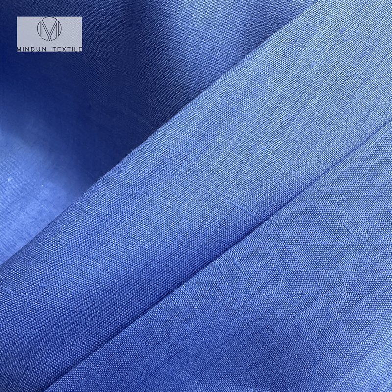 Mindun Hot Selling High Quality Custom Breathable Plaid Linen Yarn Woven Plain Dyed Fabric 100% Linen Fabric For Dress Shirt