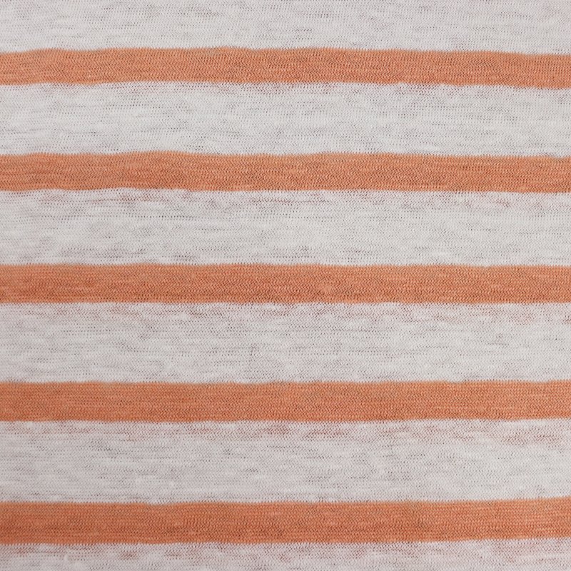 Free Sample 100% Linen stripe jersey knitted striped Breathable fabric for summer clothing t shirt dress Garment