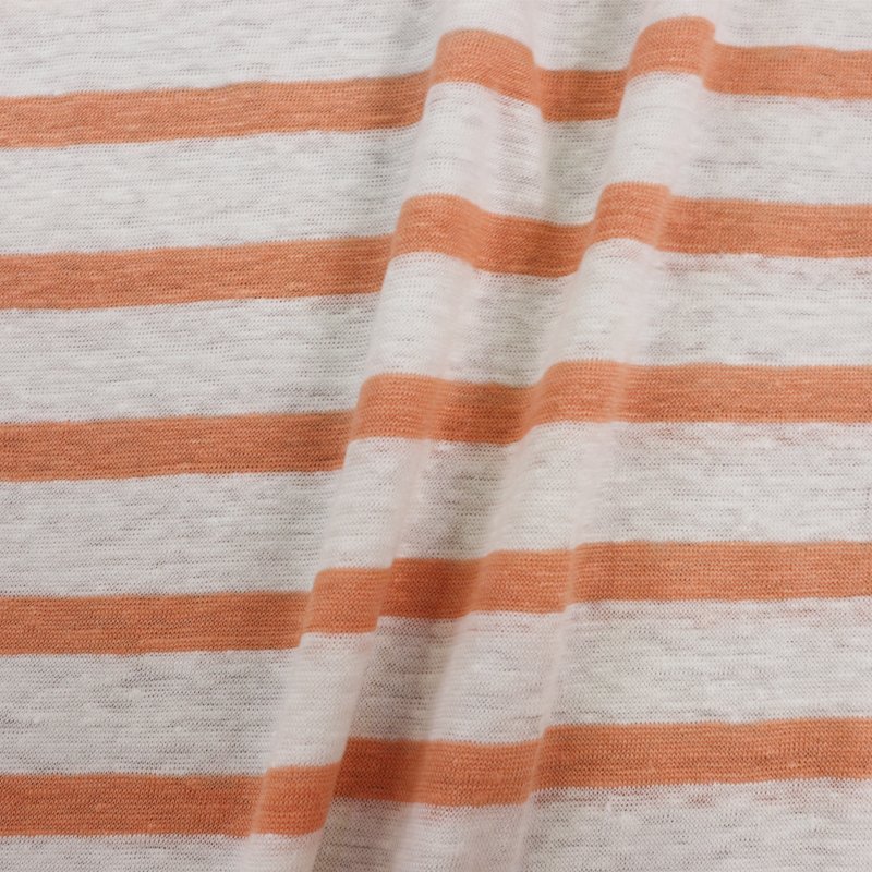 Free Sample 100% Linen stripe jersey knitted striped Breathable fabric for summer clothing t shirt dress Garment