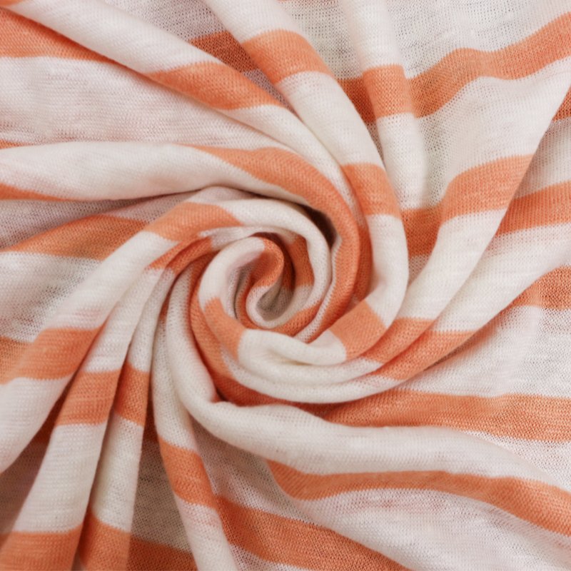 Free Sample 100% Linen stripe jersey knitted striped Breathable fabric for summer clothing t shirt dress Garment