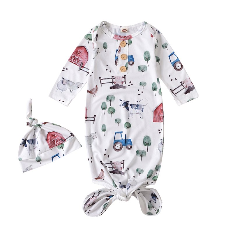Custom Print Infants & Toddlers Knotted Gown YARN DYED Winter Bamboo Fiber Baby Sleeping Bags Custom Fabric Modal Organic Cotton