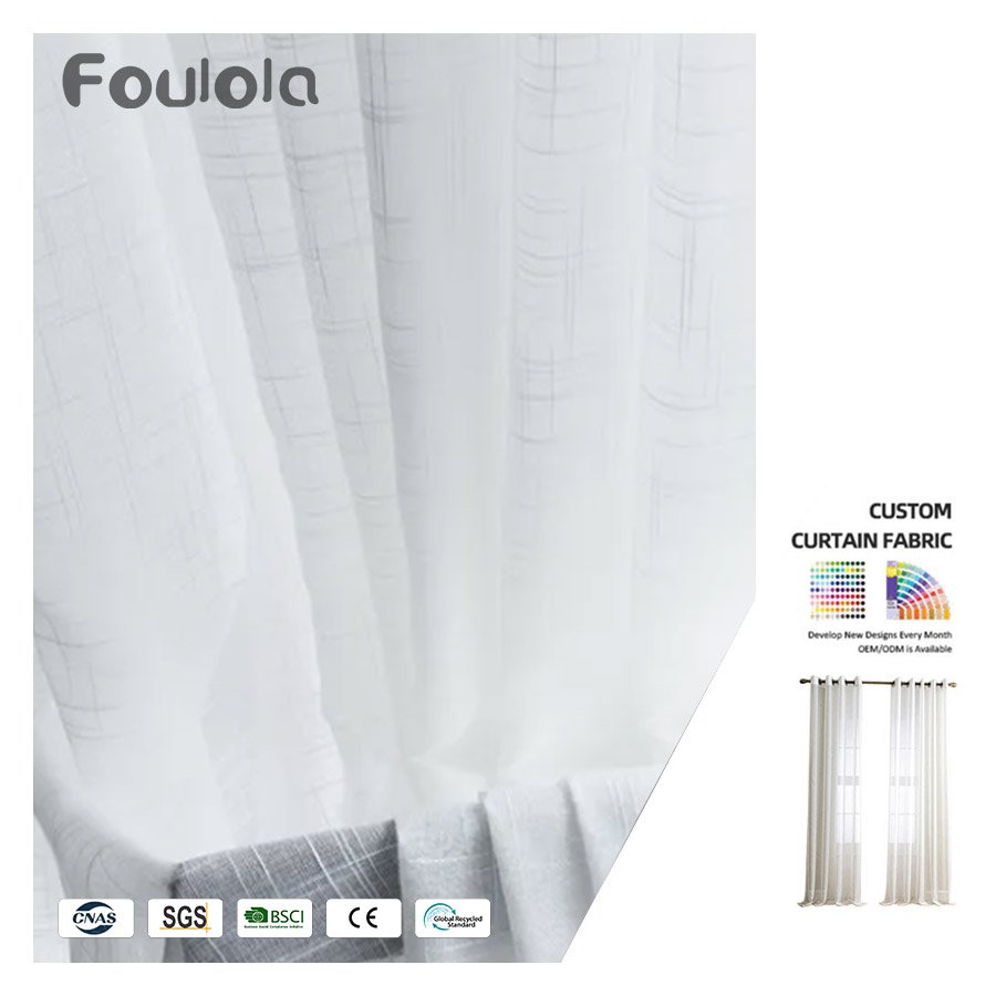 Factory Supply Latest Soft Linen Material Transparent Sheer Curtain Voile Fabric