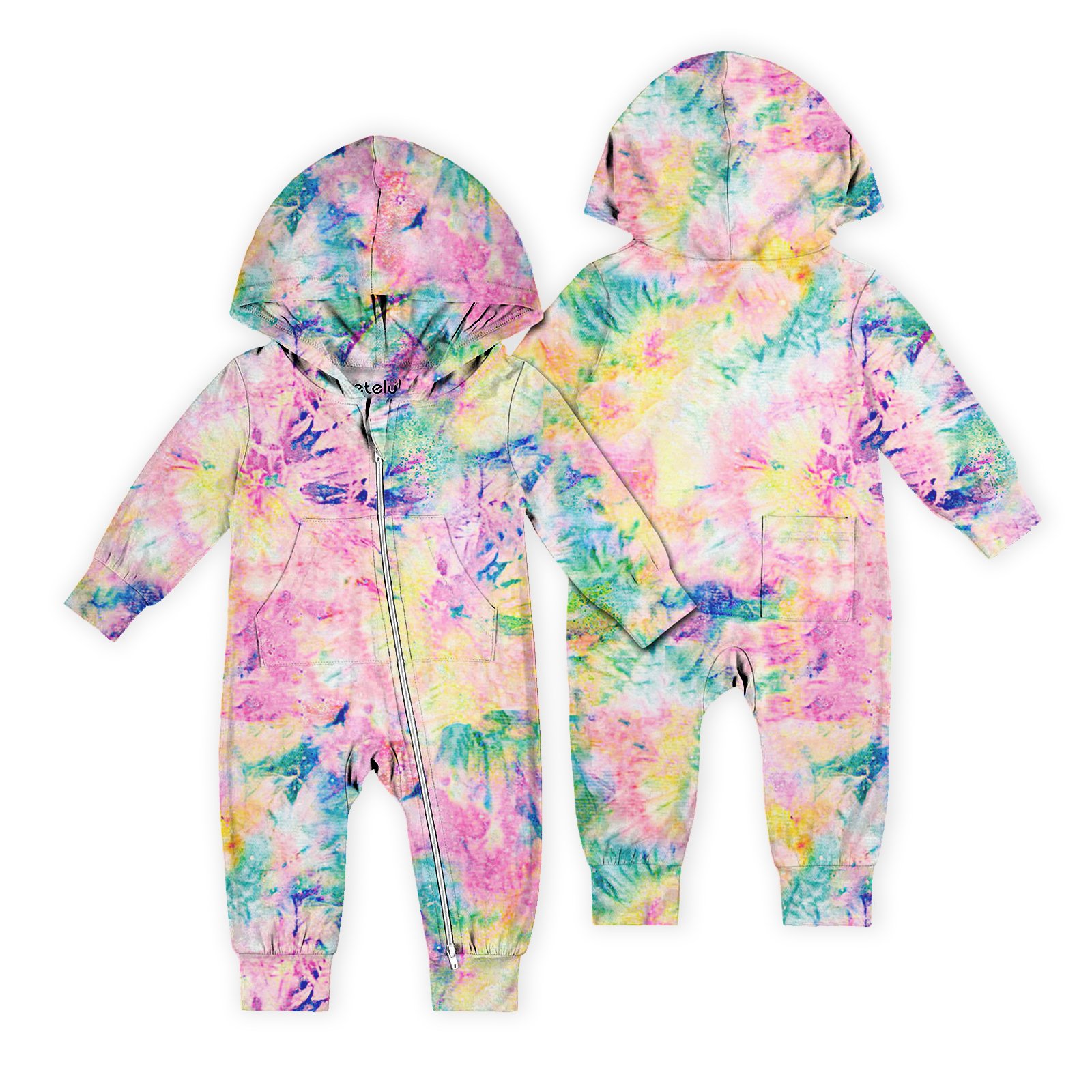 Bamboo Fiber Long Sleeve Jumpsuit+hat Set Toddler Baby Outfits Overall Tie Dye Rompers Baby Rock Sleeper Tie Dye Hoodie Casual