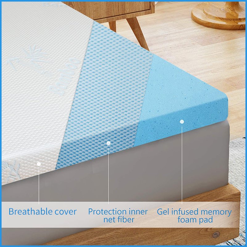 Customized Memory Foam Mattress Topper Gel Infused Memory Foam - Plush Feel - Cooling and Pressure Relieving