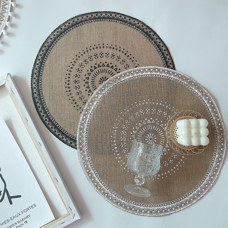 Round Braided Woven Place Mats Modern Napkin Cotton place mats Artisanal and Textured Table Mats