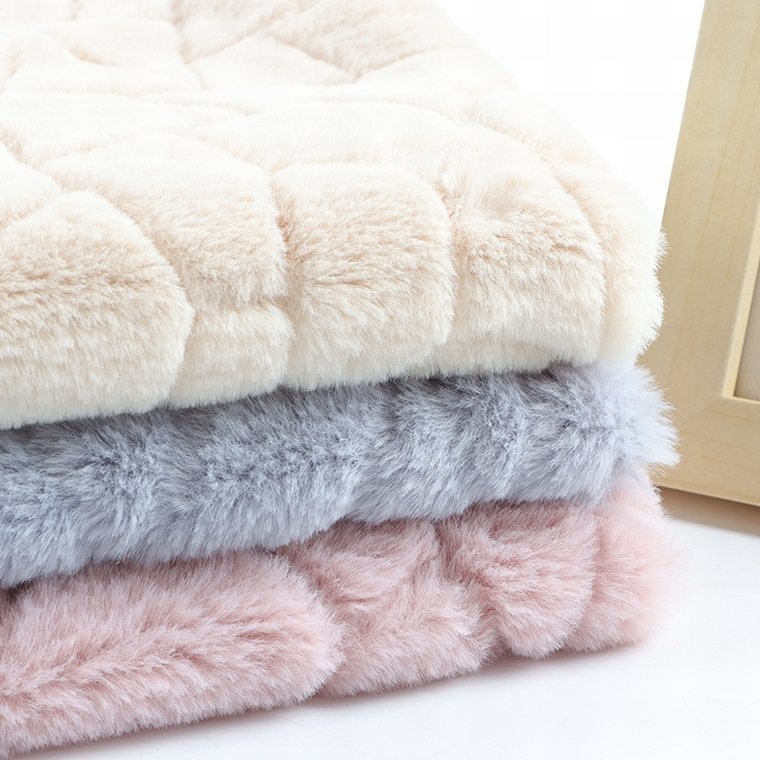 Recycled NO MOQ Embossed Microfiber Faux rabbit Polyester Plush Fabric For Home Textile Garment Winter Blanket