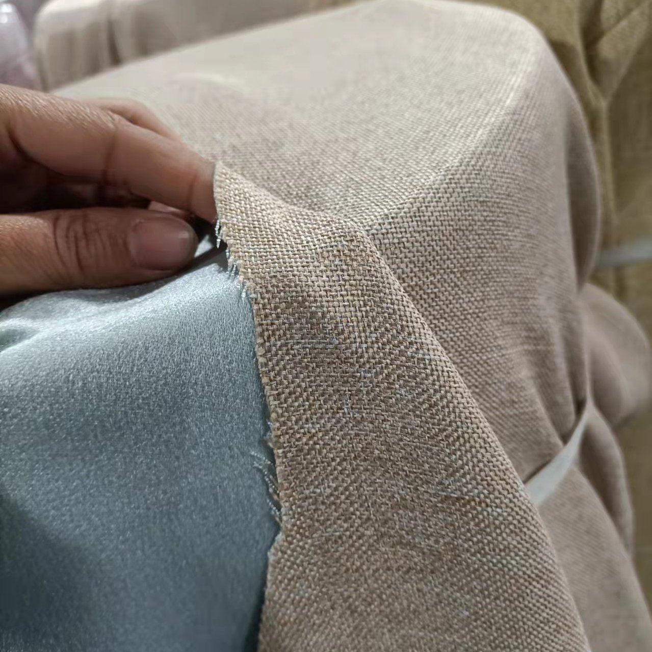 Multi Color Factory in Cheaper Stock Solid Linen Shading Fabric for Curtain Home Textiles