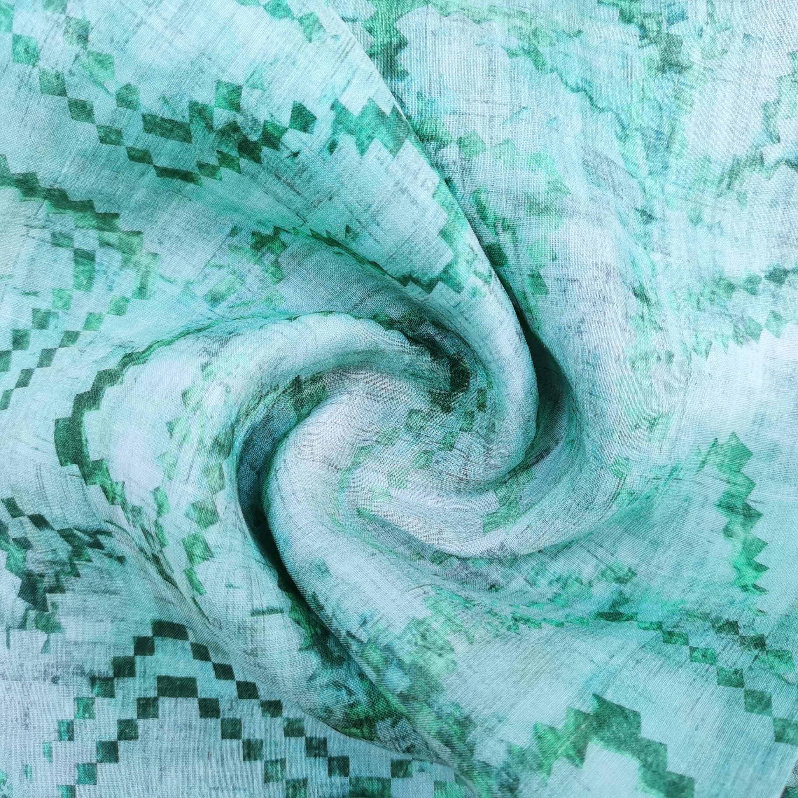 Custom print breathable 100% ramie fabric 42S digital printing pure linen fabric for women clothing