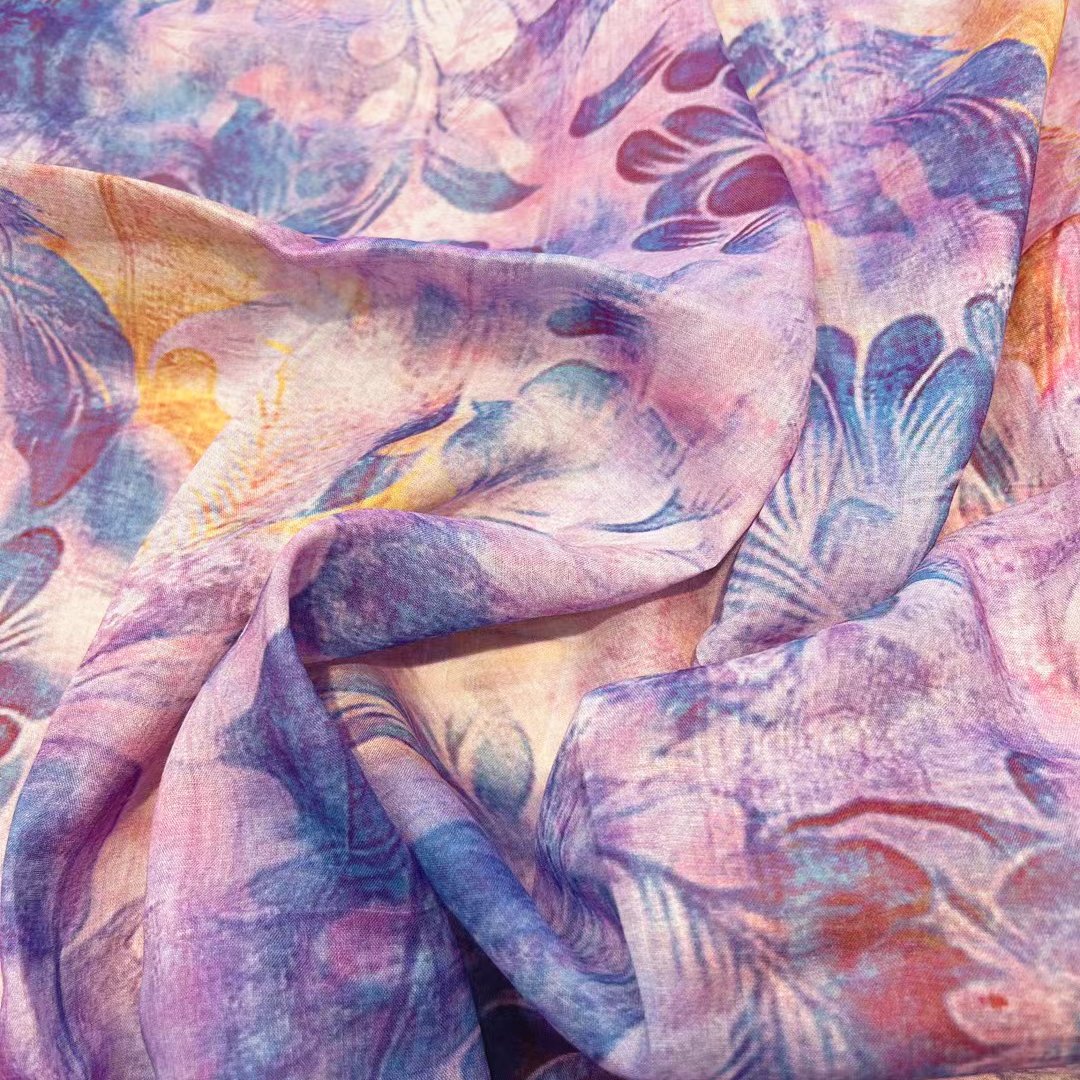 Custom print breathable 100% ramie fabric 42S digital printing pure linen fabric for women clothing