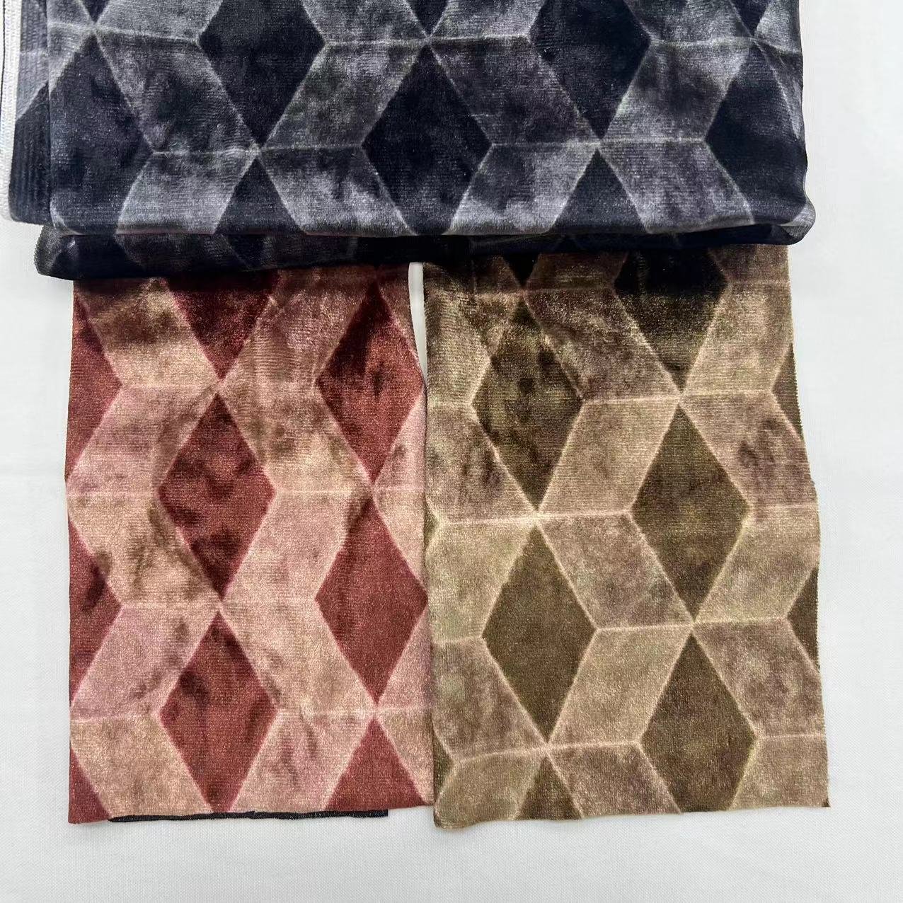 hot selling diamond pattern 250gsm polyester fabric velour sofa fabric luxury holland velvet furniture fabric