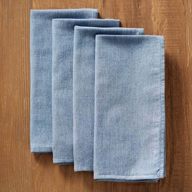 Hemstitch 100 Blue Color Stonewash Linen Cocktail Napkins/linen hemstitch napkin