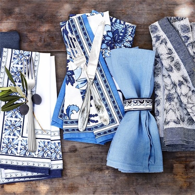 Hemstitch 100 Blue Color Stonewash Linen Cocktail Napkins/linen hemstitch napkin