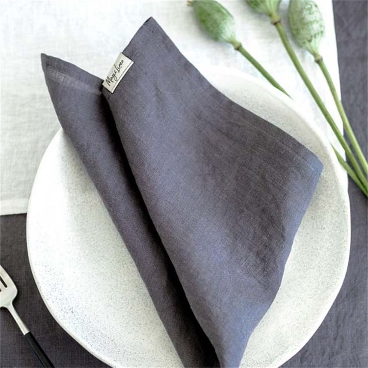 Hemstitch 100 Blue Color Stonewash Linen Cocktail Napkins/linen hemstitch napkin