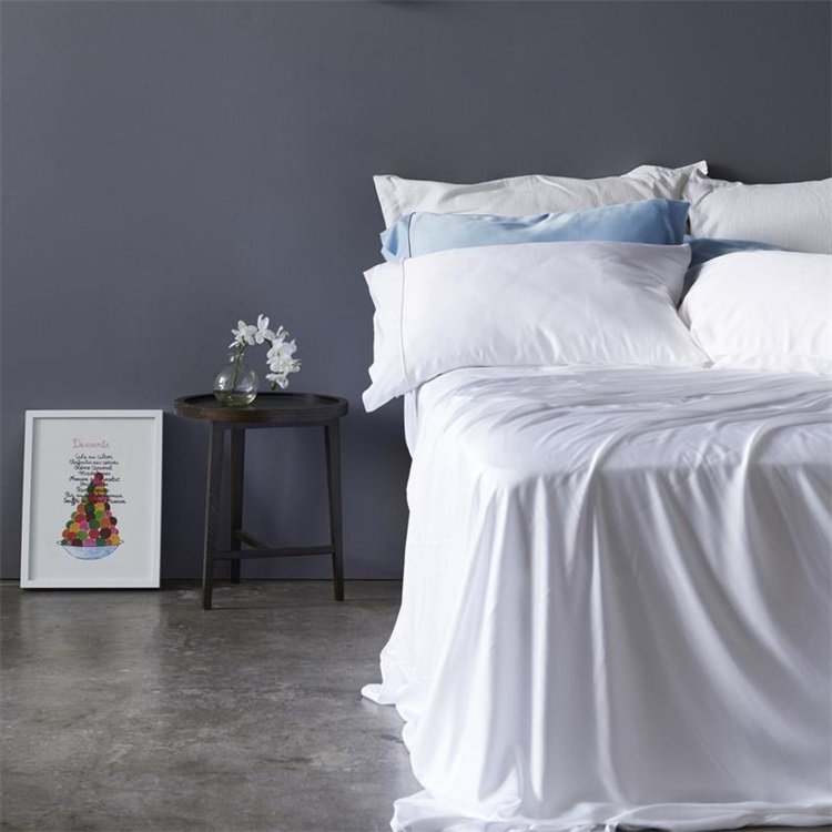 Luxurious 60s solid color 100% Lyocell Bamboo fiber flat Bed Sheets, Cool and silky Bamboo Microfiber Bedding set