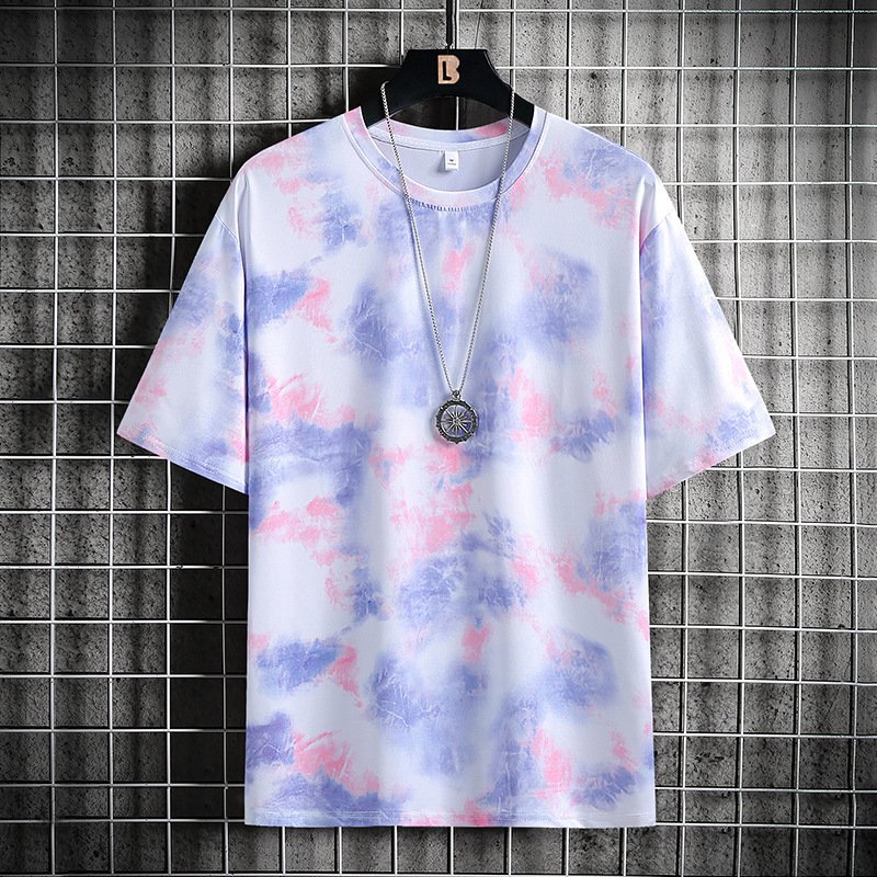 2024 Explosive Summer Casual T-Shirt for Men and Women Gradual Color Change Solid and Print Pattern Oversized Fit