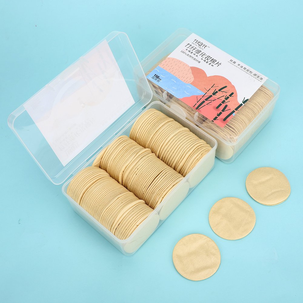 Rectangle shape make up remover sterile bamboo fiber pads material natural fabric facial cleaning reusable bamboo pads