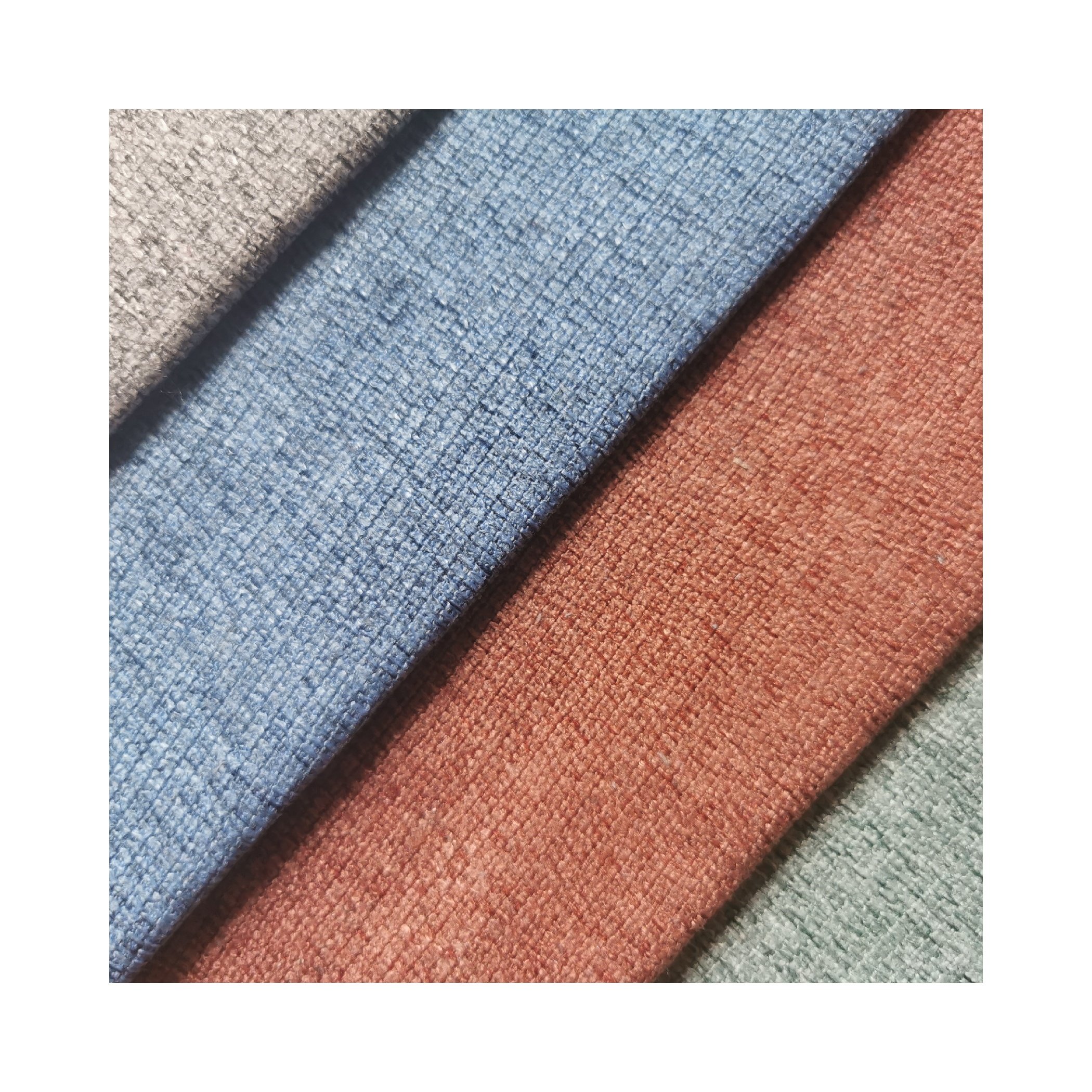 Home Deco Linen Sofa Fabrics Plain Solid Color Fabric 100% Polyester Linen Like Fabric