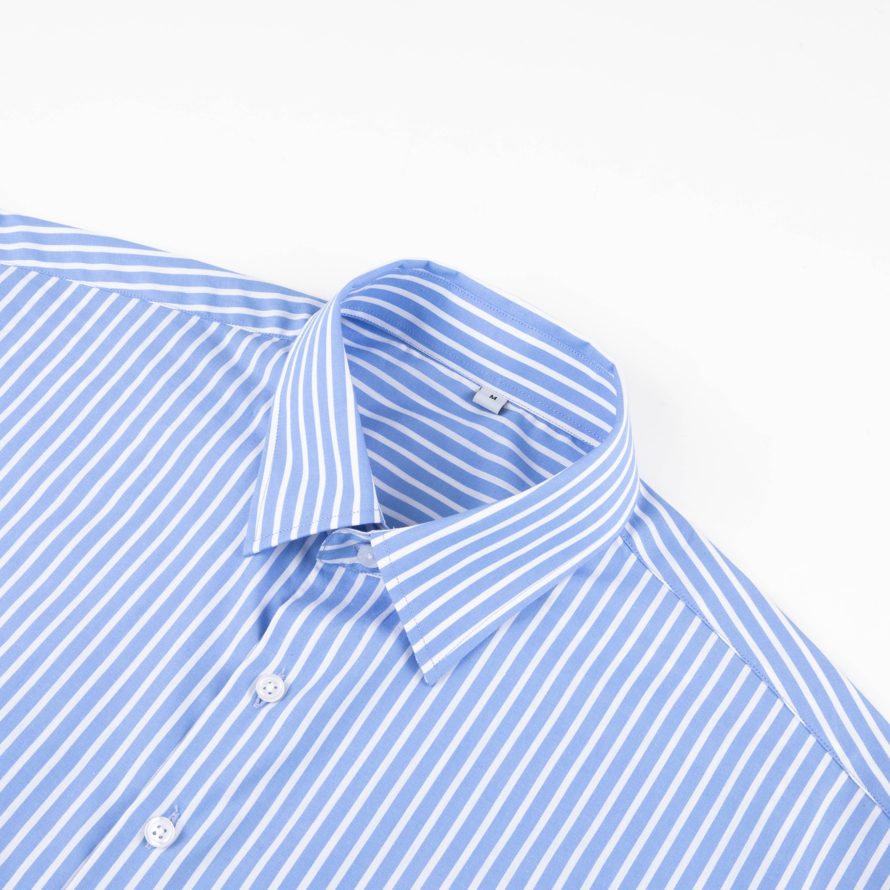 wholesale stripes pattern, cropped boxy fit short sleeve, 100%cotton fabric shirt for men