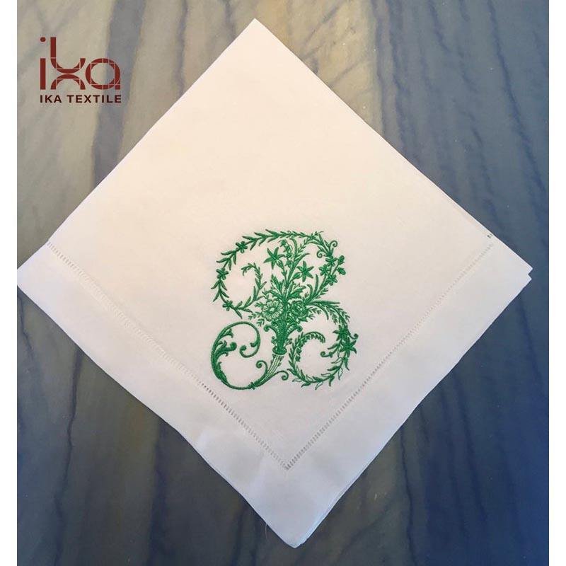 Custom Personalized 100% Washed Hemstitch Linen Dinner Napkins with Logo Embroidery
