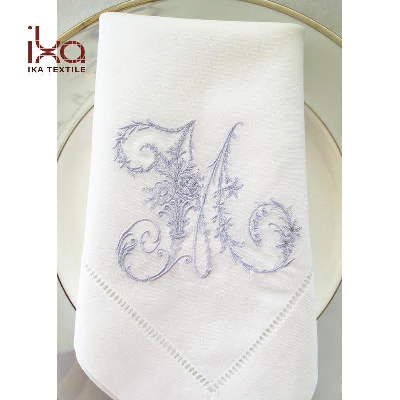 Custom Personalized 100% Washed Hemstitch Linen Dinner Napkins with Logo Embroidery