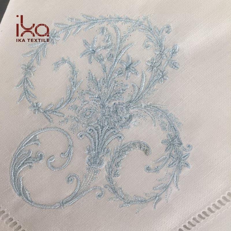 Custom Personalized 100% Washed Hemstitch Linen Dinner Napkins with Logo Embroidery