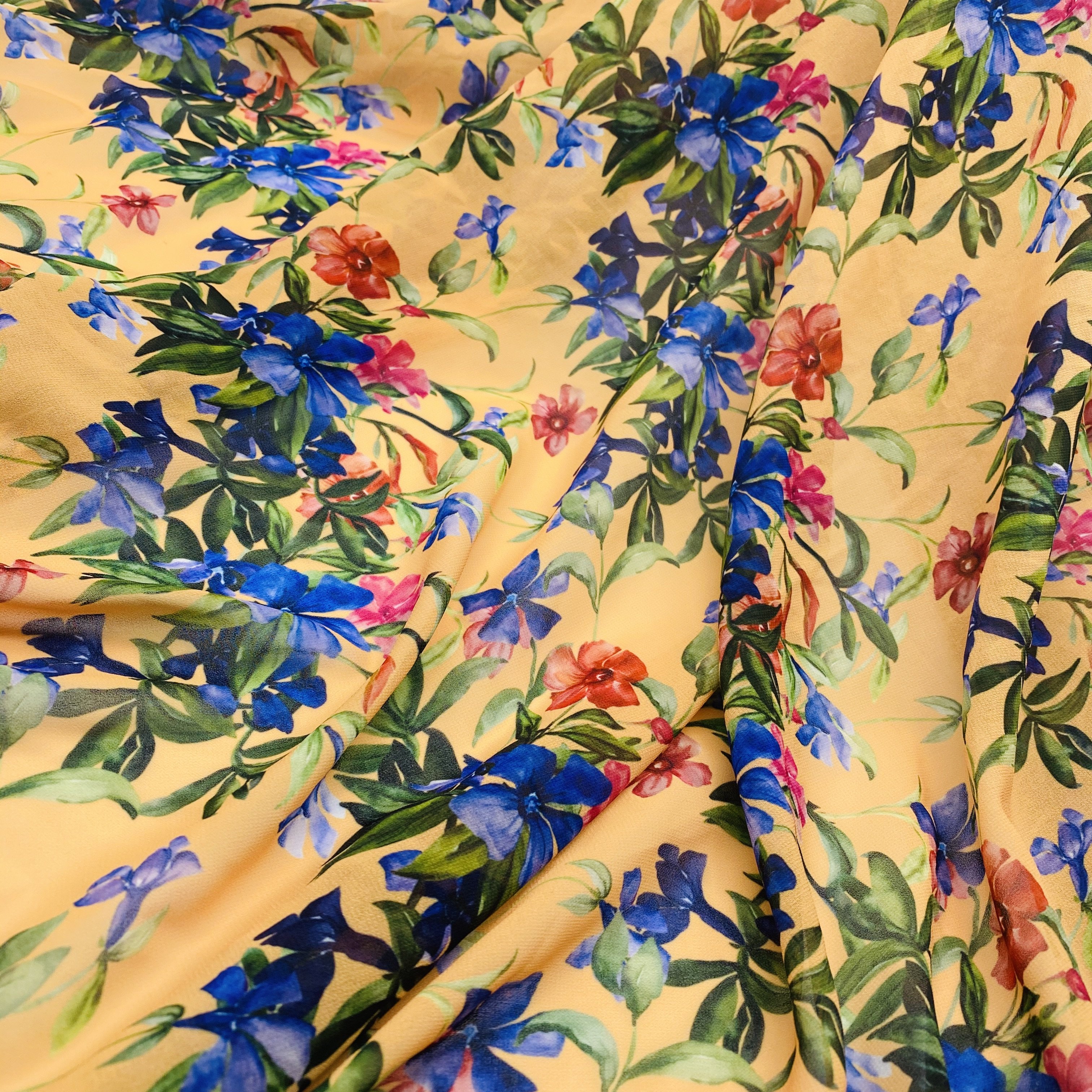 2020 printed fabric polyester Chiffon Pearl Fabric Digital Print chiffon fabric Southeast Asian style chiffon Dress making