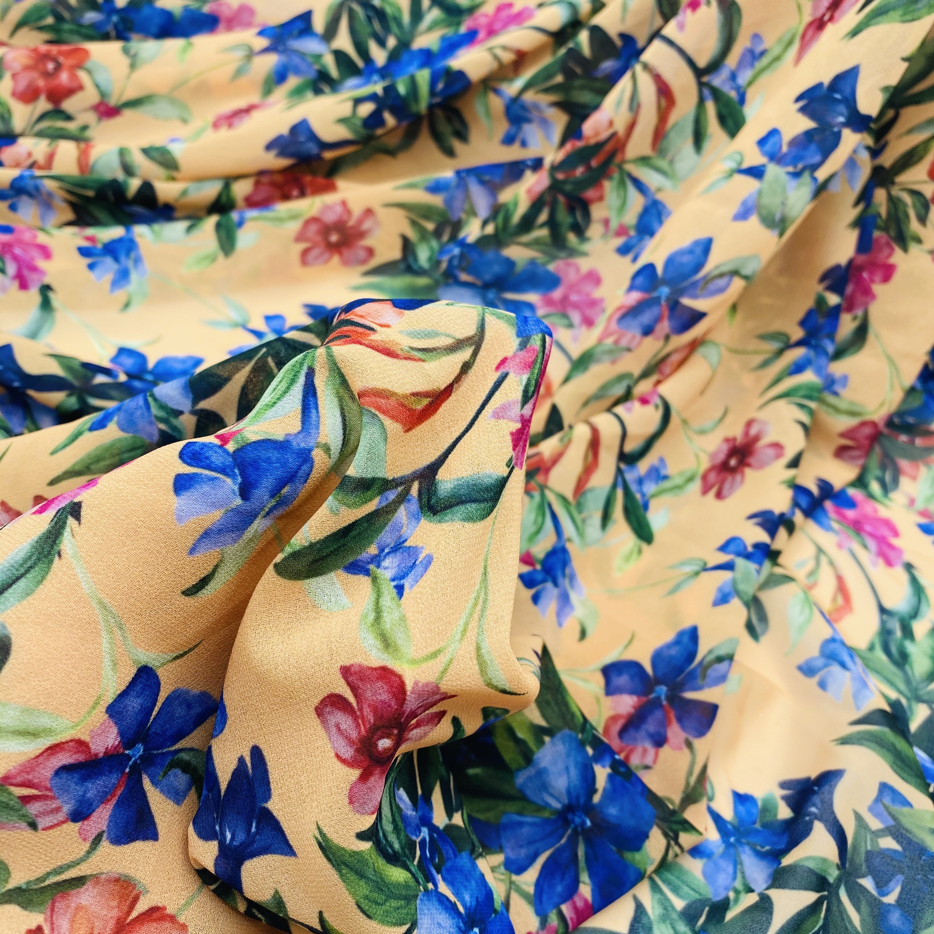 2020 printed fabric polyester Chiffon Pearl Fabric Digital Print chiffon fabric Southeast Asian style chiffon Dress making