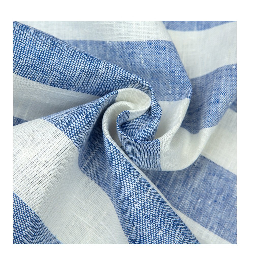 Wholesale 100% Linen Woven Fabric 265 GSM Not Softened Yarn-Dyed Cloth Roll Breathable Upholstery Home Curtains Organic Style