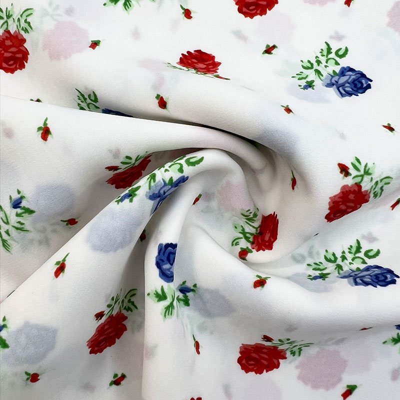 New flower rose pattern fabric Japanese polyester print silk chiffon fabric garment