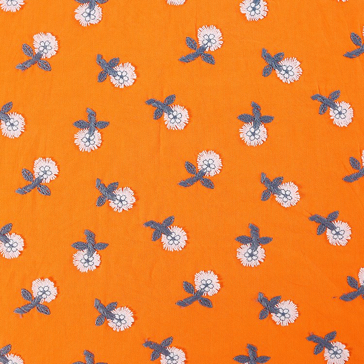 Width 125 cm Colorful 3 D daisy plant flowers plain embroidery fabric Cotton Linen Rayon Fabric for cheongsam dress bag