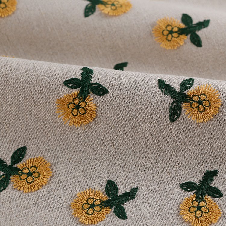 Width 125 cm Colorful 3 D daisy plant flowers plain embroidery fabric Cotton Linen Rayon Fabric for cheongsam dress bag