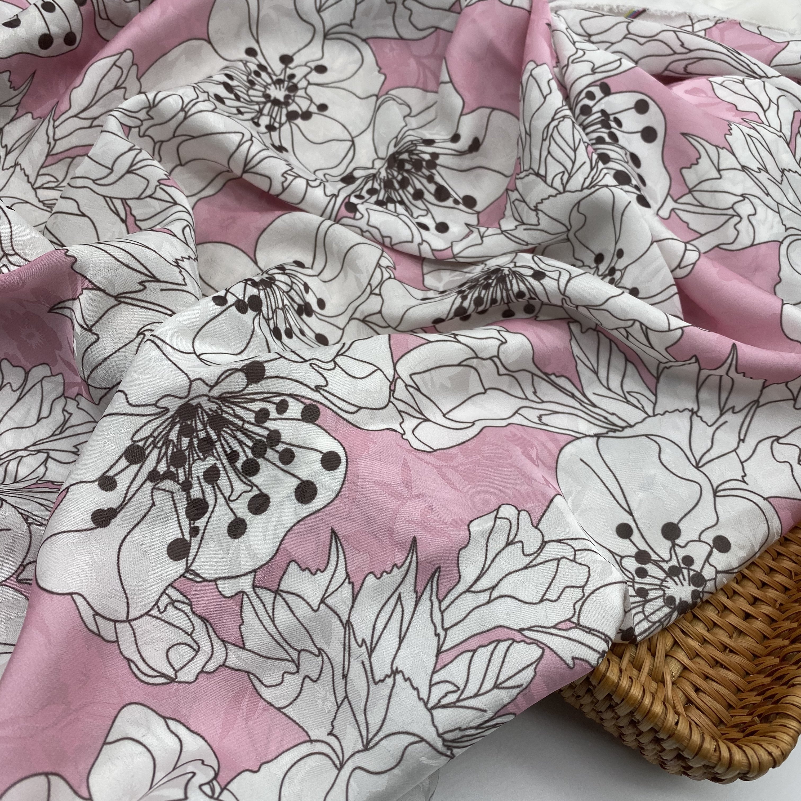New design super soft satin acetate-like 100% Polyester fabric abstract print fabric jacquard satin fabric for leisure